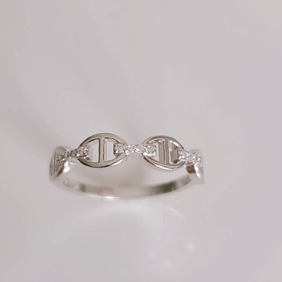 Chain Ring, Sterling Silver Women Ring, Simple Chain Ring, Stacking Ring, - Picture 3 of 10